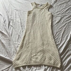 Ardene Cream Knit Sleeveless Sweater Dress – Size Medium| Cottagecore Midi |
